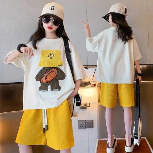 Summer Set for Girls 2024 New Trendy Children's Sporty Fashion Clothing for Older Kids - Internet Famous Street Style Sports Wear for Kids