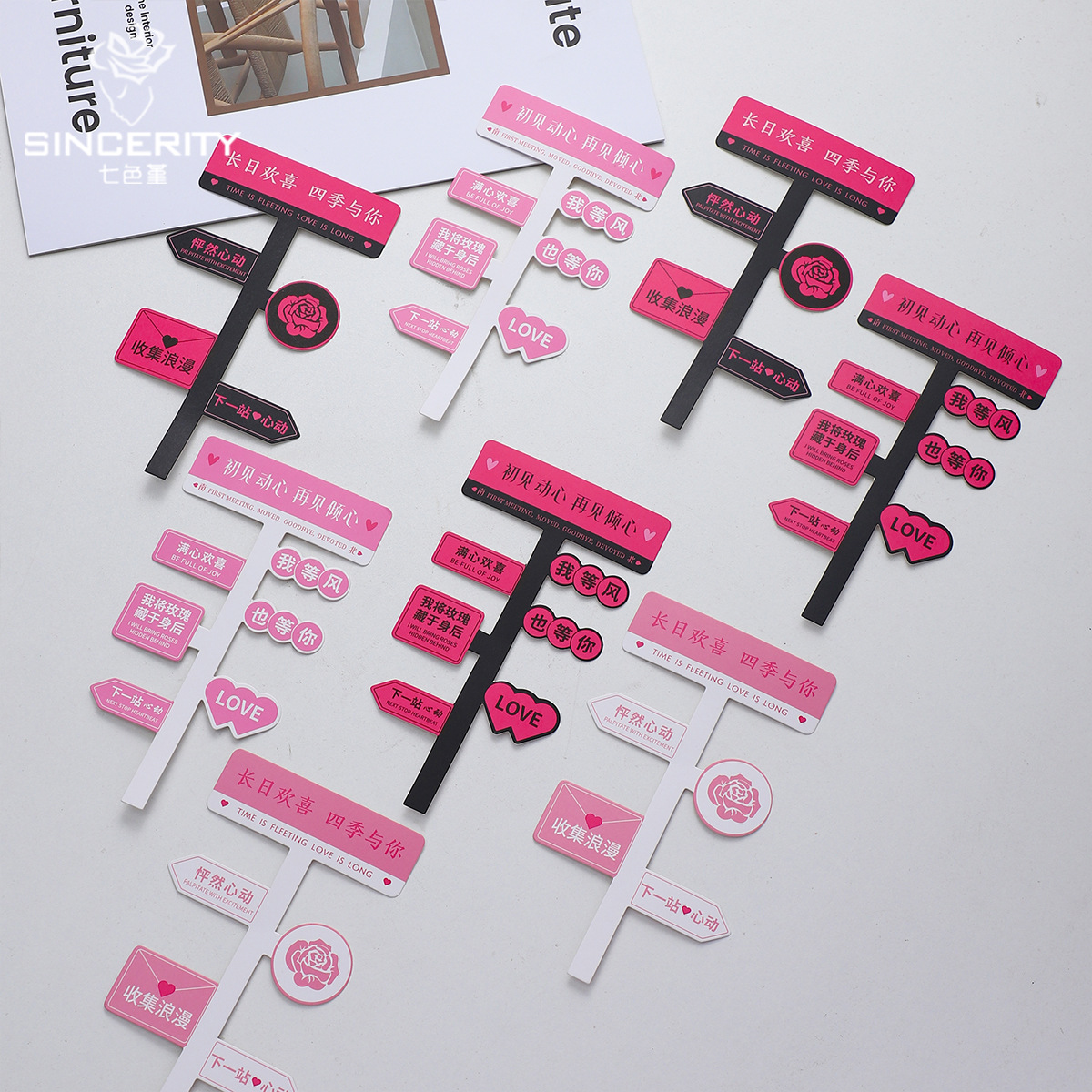 Nuevo paquete de flores de amor de siete colores, ramo de flores, tarjetas de regalo de San Valentín, materiales DIY