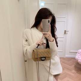 2025新款高级感头层磨砂麂皮小香风菱格链条小方包单肩斜挎手提包