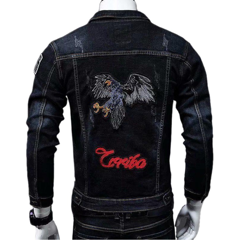 Abrigo de mezclilla de los hombres primavera y otoño nuevo estilo coreano slim fit casual ropa de trabajo chaqueta de moda solapa capa superior mapache