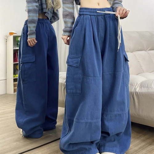 Vintage American High Street Wide Leg Denim Casual Couple Trend Brand Loose Straight Leg Work Pants