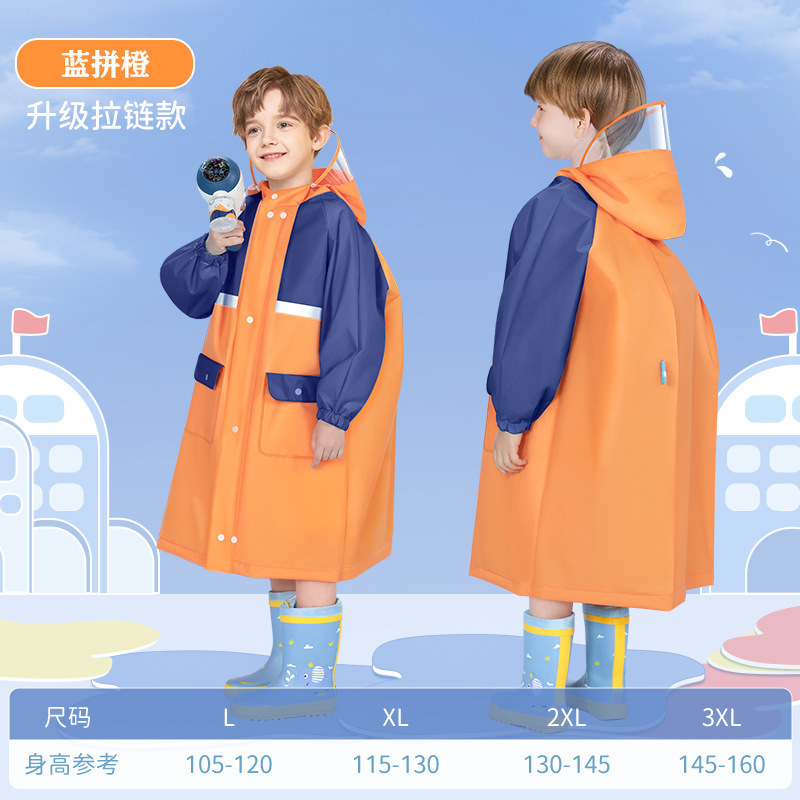 Capa de lluvia para niños mayorista de estilo universitario jardín de infantes para niños mayores con bolsas escolares para todo el cuerpo