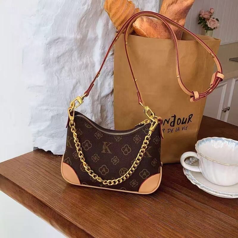 Gutiko 2025 New Women's Bag Single Shoulder Crossbody Handheld Monogram Chain Bag European and American Small Croissant Bag Underarm Bag