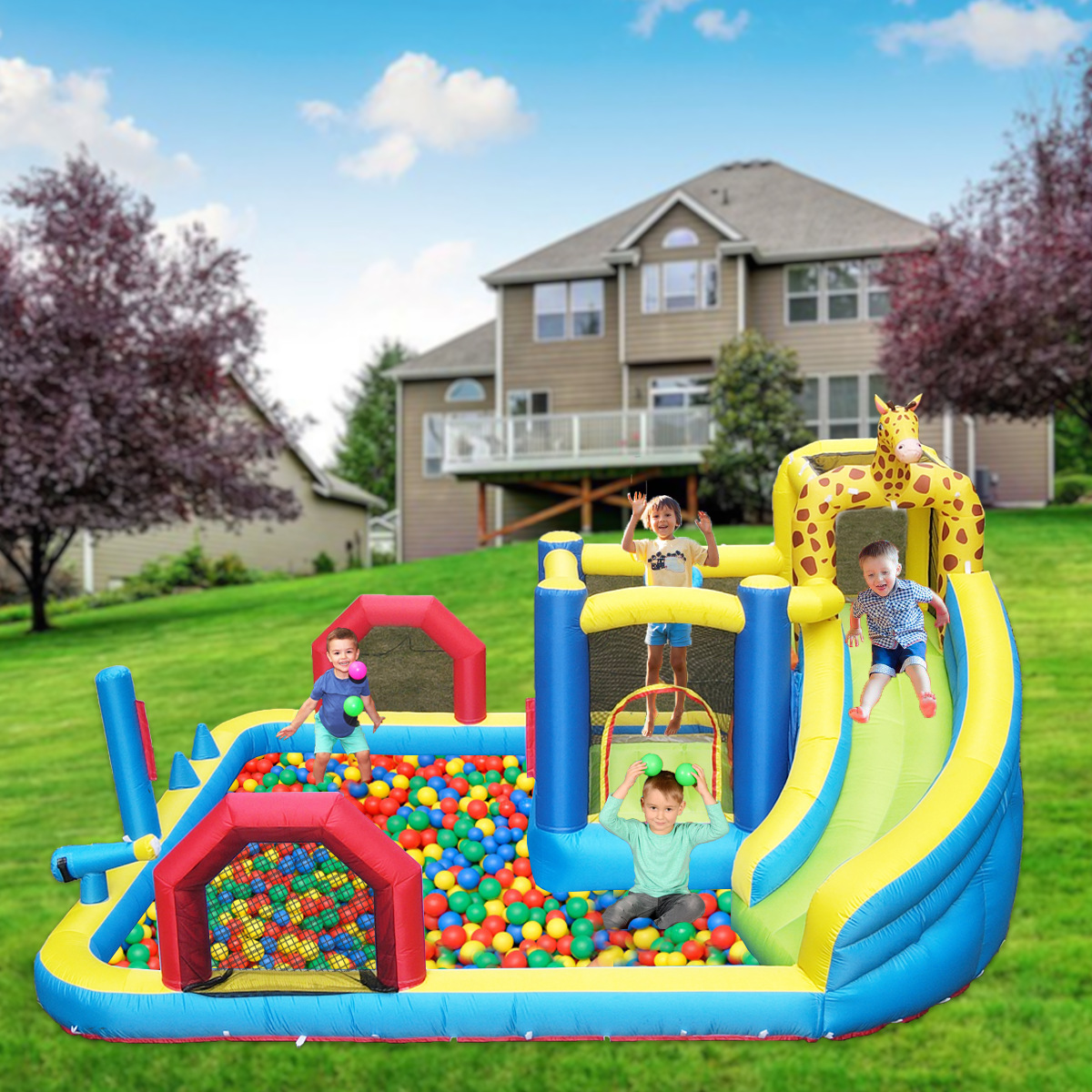 HappyLion inflable trampolín slide travieso Castillo travieso directo del parque infantil inflable trampolín castillo inflable