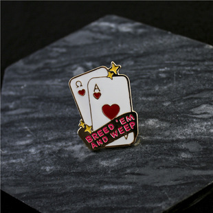 Alloy Funny Poker Universe Novel Playing Cards Brooch Lapel Pin Badge for Men and Women Daily Wear