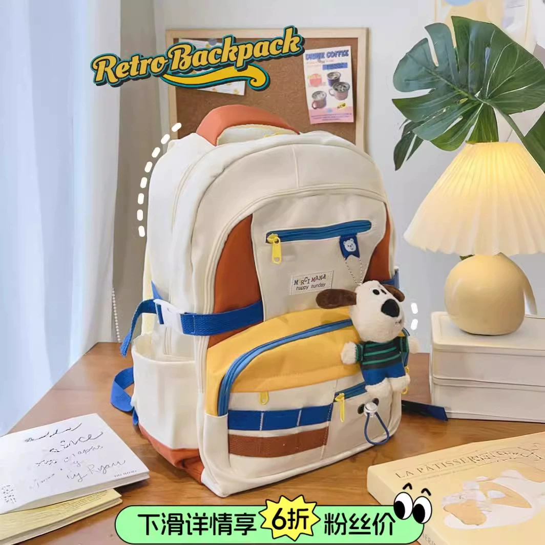 Американский ретро школьный портфель женский рюкзак большой емкости ins милый дизайн чувство ниша