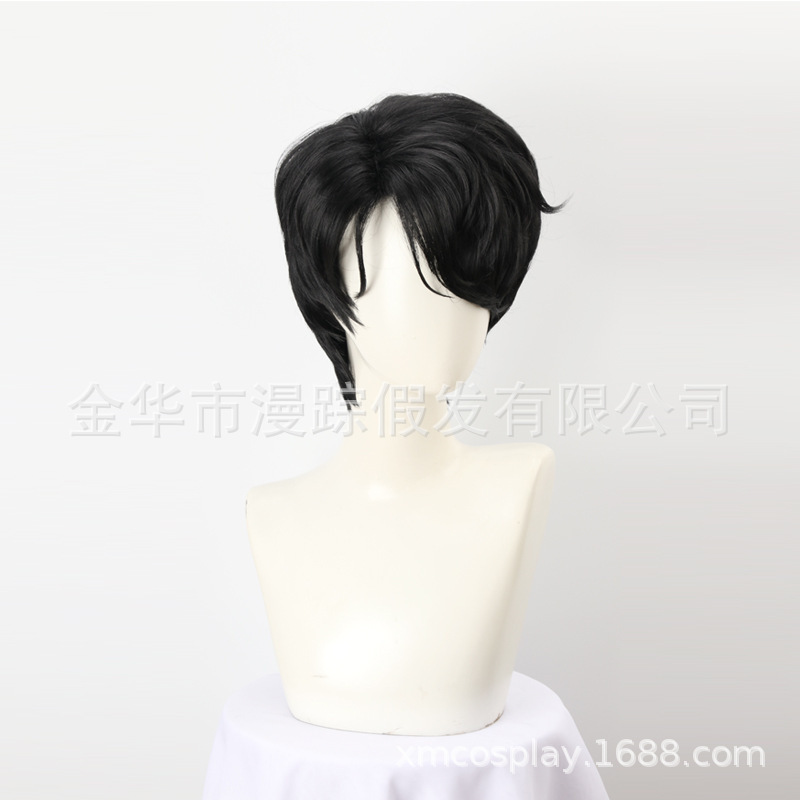 Skpop猎魔女团cosplay假发Jinu秦宇打毛款沙加男孩黑色短发动漫|undefined