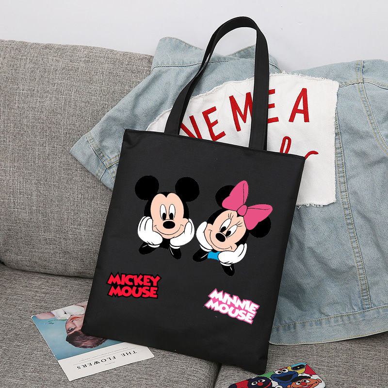 Mickey Minnie Mouse impreso bolsa de lona bolso de hombro bolso plegable bolso de compras