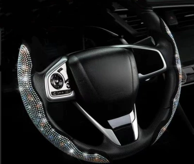 Butterfly-Shaped Diamond-Encrusted Steering Wheel Clip-On: Steering wheel cover - colorful-diamonds-pack-of-2-38cm