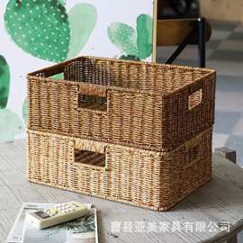 新款编织收纳筐家居柜橱衣物杂物整理篮多规格零食水果篮脏衣篮