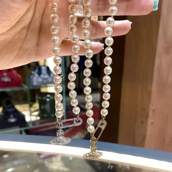Xijia Choker Cool Style Classic Pearl Pin Necklace Saturn Clavicle Chain Accessible Luxury High-End Necklace