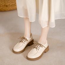 真皮软底小皮鞋女厚底2024新款粗跟百搭单鞋女学生爆款春秋乐福鞋