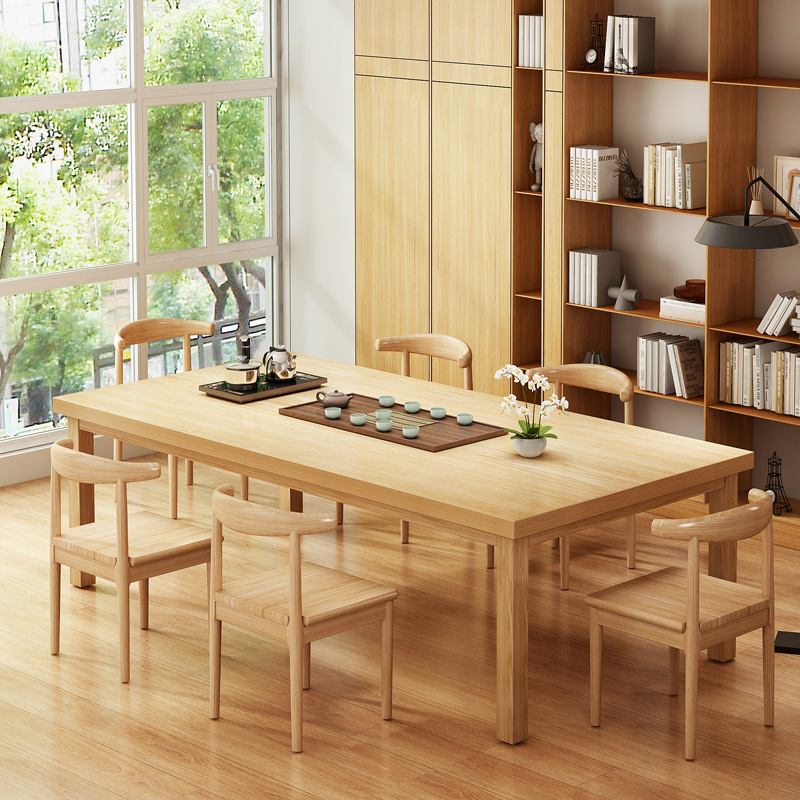 Mesa de té nueva combinación china de piernas de madera sólida mesa de té de oficina mesa de té doméstica sala de estar mesa larga mesa larga