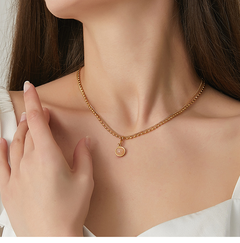 Fashion Geometric Titanium Steel Gold Plated Necklace Colorza_colorza_9