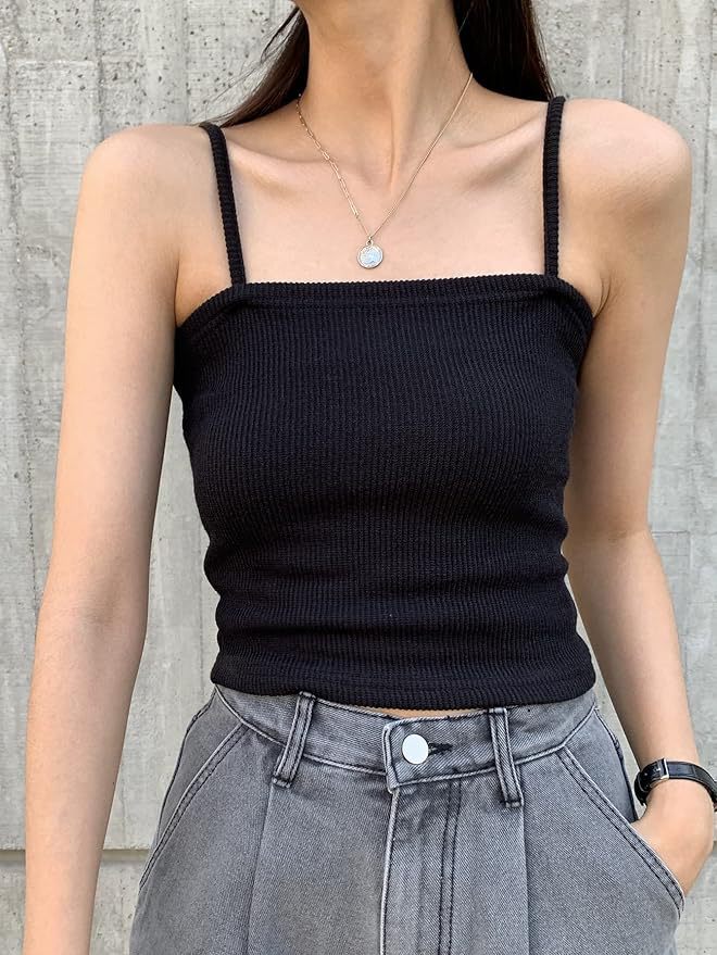 French Style Slim Fit Knitted Cami Vest For Women Inner Wear Outer Wear Sleeveless Camisole Dress Tank Top Women Clothing_ecoleips.com