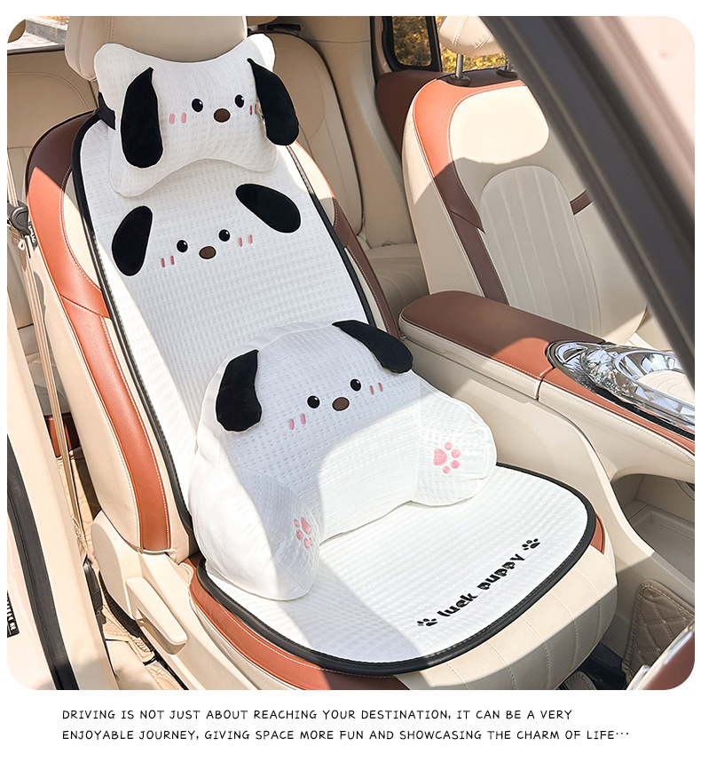 Cute Puppy Car Lumbar Support Ice Silk Breathable and Comfortable Car Seat Cushion Lumbar Pillow Universal Car Lumbar Support for All Seasons