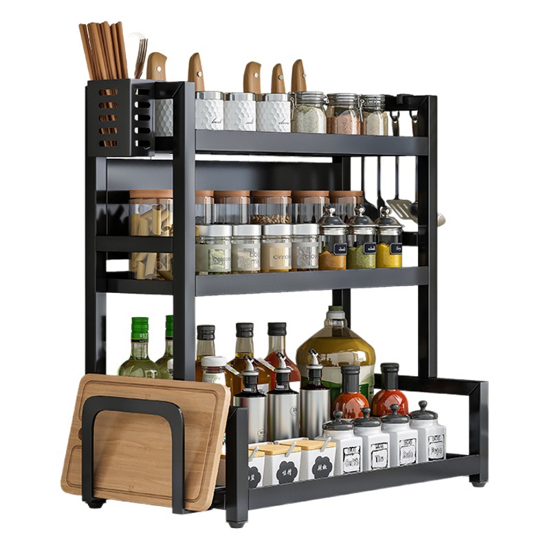 Cocina condimento almacenamiento rack Mesa multifuncional cuchillo titular multi-capa condimento aceite sal salsa botella tarro almacenamiento rack
