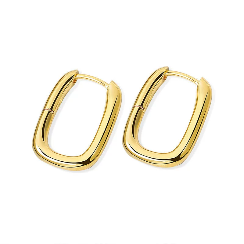 Earrings Geometric U-Shaped, European Style, Simple Elegant Design, Gold & Platinum Tones