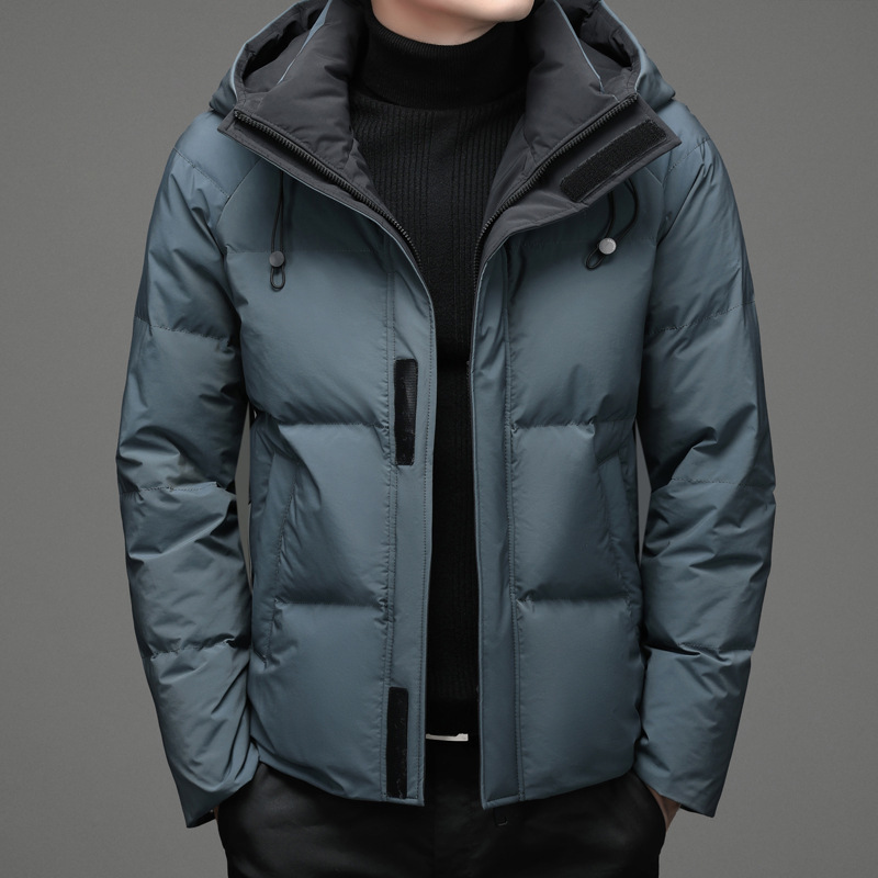 겨울 청소년 따뜻한 후드 다운 재킷 90% 화이트 오리가 새로운 남성의 짧은 두꺼운 다운 재킷 조수 도매