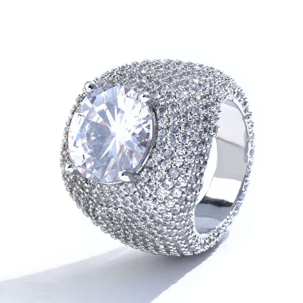 copper trend ring with zircon hip-hop style