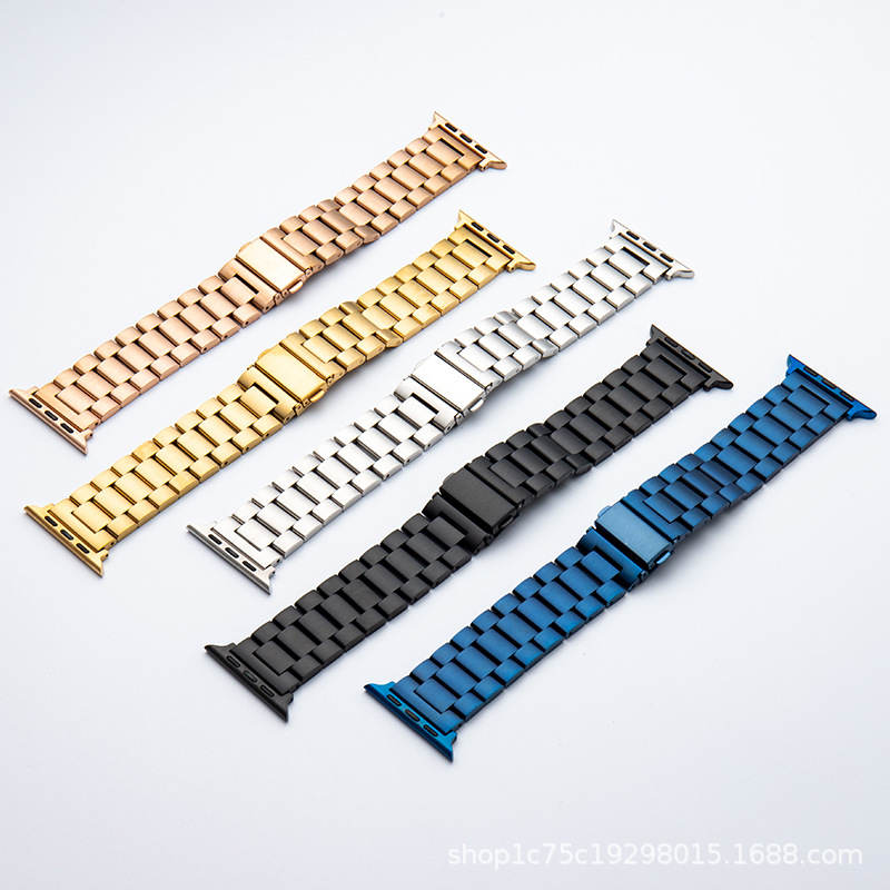 Suitable for Apple applewatch three beads stainless steel solid strap iwatch Huawei Samsung accessories in stock