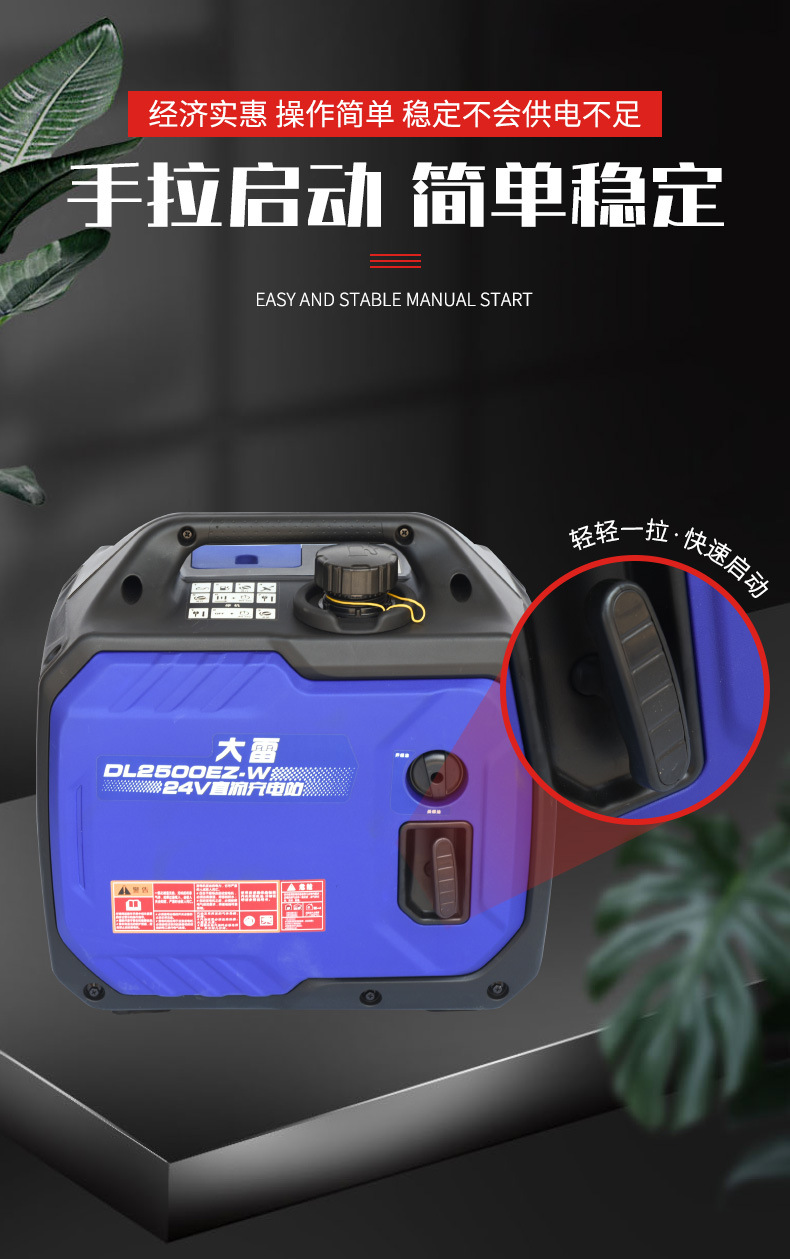 Portable Gasoline Generator Set for Home Use, Mini Silent Inverter 24V Rv Generator, Direct Current 24V Rv Generator