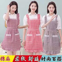 Apron Summer Manufacturer Wholesale Double Layer Cotton Princess Dress Lace Kitchen Restaurant Cooking Apron Sleeve Work Clothes