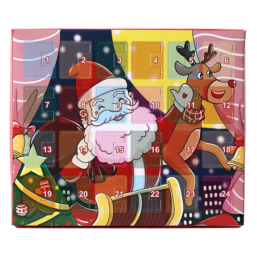 Joyas navideñas Caja de regalo de dibujos animados Caja de regalo de calendario de cuenta regresiva Adviento pulsera de oro Collar colgante Juego de caja ciega