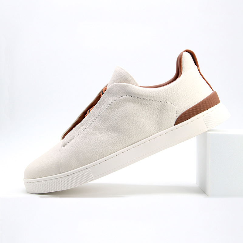 Litchi estampado cabeza de cuero de vaca negocios zapatos de cuero casuales al aire libre hombre ligero un pedale de moda zapatos de skate versátiles