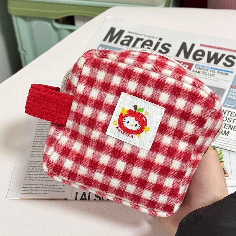 赤格リンゴブロック化粧バッグかわいいミニ口紅収納バッグ女子大容量携帯雑物バッグ|undefined