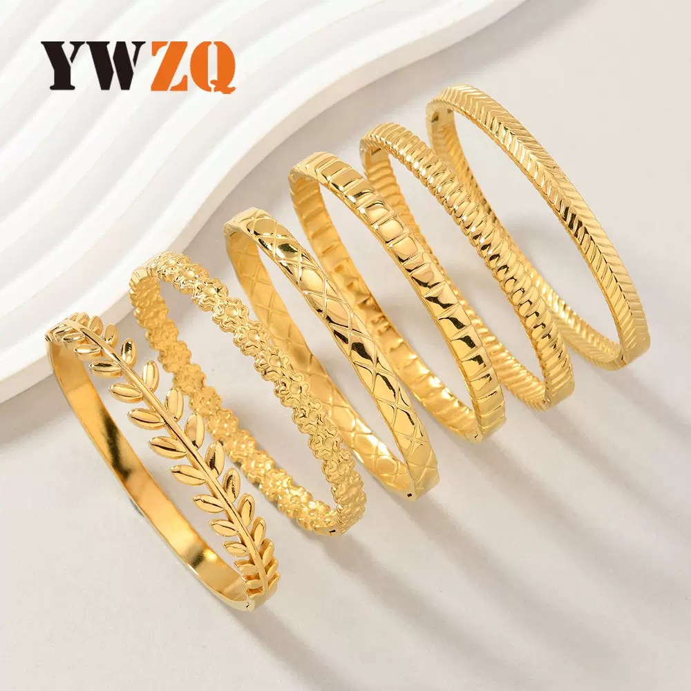 欧美跨境不锈钢手镯时尚简约铸造手镯女镀18k金钛钢手饰品批发