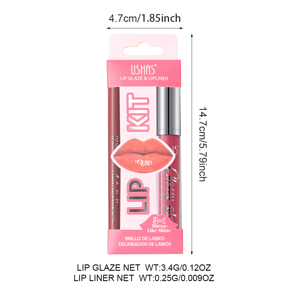 USHAS esmalte labial caliente + lápiz labial cruzado lápiz labial esmalte labial duradero UCS003