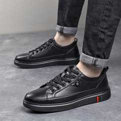 2024春季皮鞋軟皮男鞋軟底男士商務休閒鞋夏季英倫時尚系帶樂福鞋