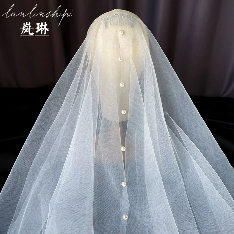 Свадебное платье из жемчуга для фотосессии невесты, украшение для волос, простой и элегантный дизайн, корейский стиль