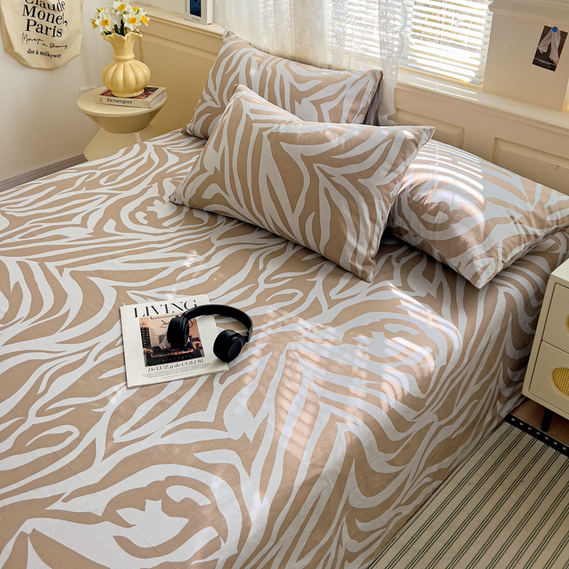 Pequeñas sábanas de algodón floral fresco, una sola pieza de 100 sábanas de algodón, dormitorio doble, traje de tres piezas para estudiantes, cuatro estaciones universales