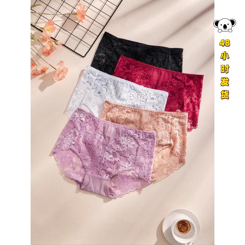 Z 12196 Plus Size Lace Mid Rise Briefs large size lace mid-rise briefs