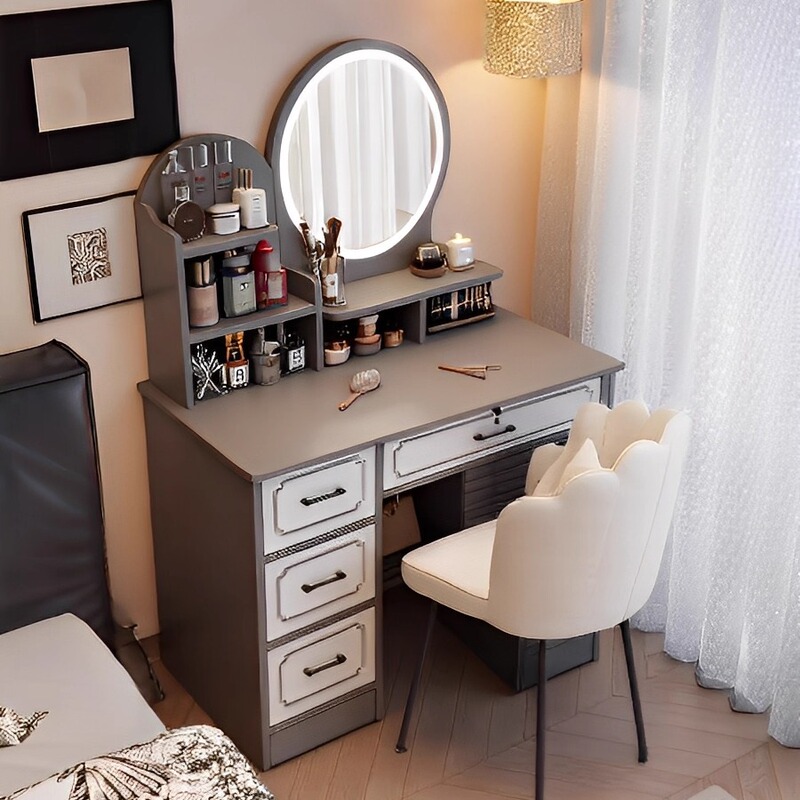 Small Dressing Table Bedroom Modern Simple 2025 New Corner Storage Cabinet Integrated Makeup Mirror Makeup Table Desk