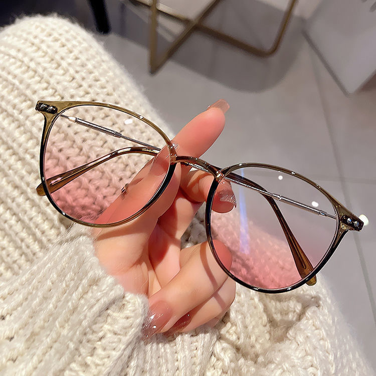 Ultra Light Cold Tea Blush Glasses Women's Myopia with Pure Desire Atmosphere