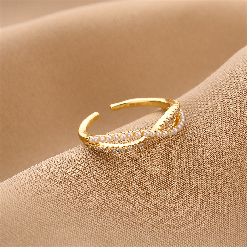 Fashion Geometric Copper Plating Zircon Open Ring 1 Piece