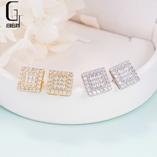 Square 10mmS925 Silver D Moissanite Women's Fashion High-end Korean Earrings in stock Tester