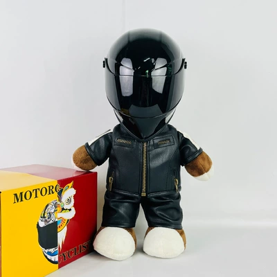 Doll Helmet Battery Car Decoration: Motosiklet dəbilqələri - 28cm-black-leather-bright-black-s-size-includes-helmet-buckle