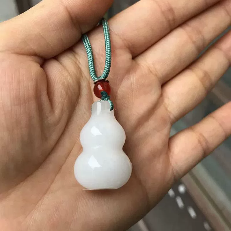 Necklace, pendant white jade, Buddha