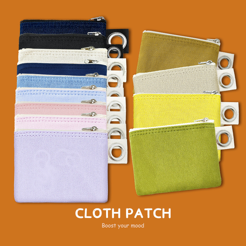 New Korean Solid Color Canvas Bag Portable DIY Zipper Stationery Makeup Cotton Canvas Bag Coin Storage Bag Wholesale