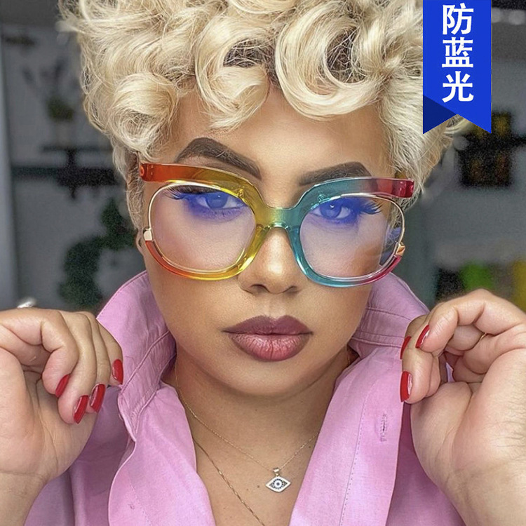 Kedun Rainbow Owl Plain Glasses 2022 New Model Cross-Border European and American Large Frame Glasses Frame Can Be Fitted with Prescription Lenses Fashionable Eyewear