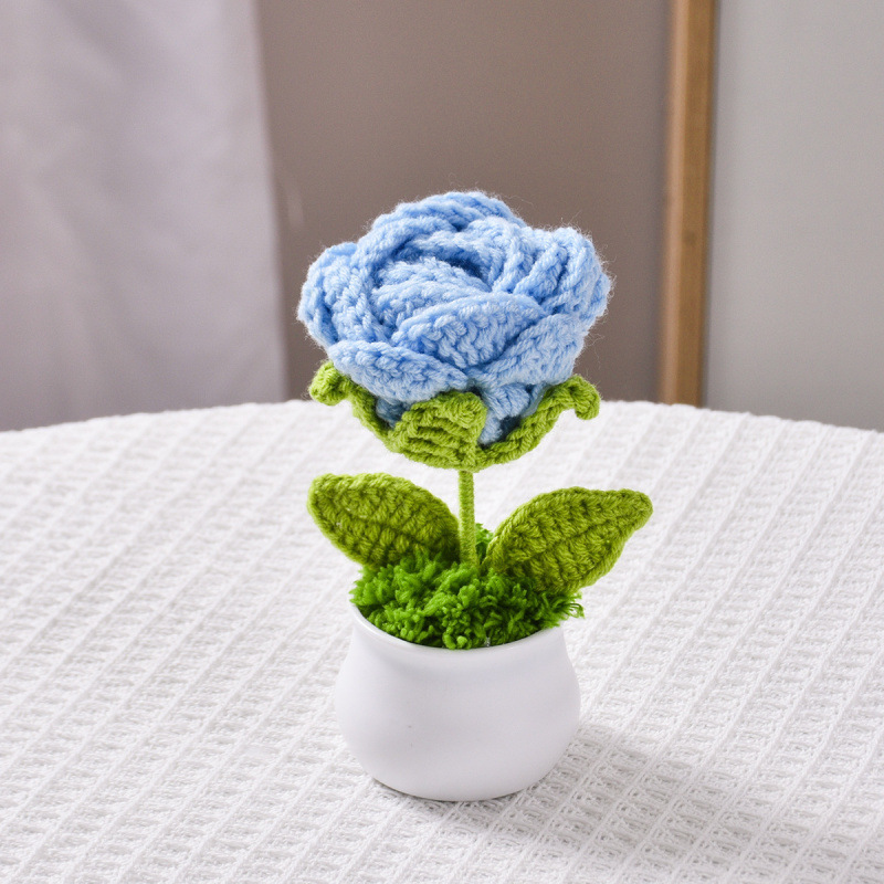 完成品卒業シーズンバラ鉢植え毛糸手編みプレゼント|undefined