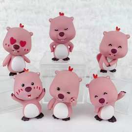 潮玩公仔loopy粉色小海狸露比盲盒周边手办车载屏幕装饰摆件卡通