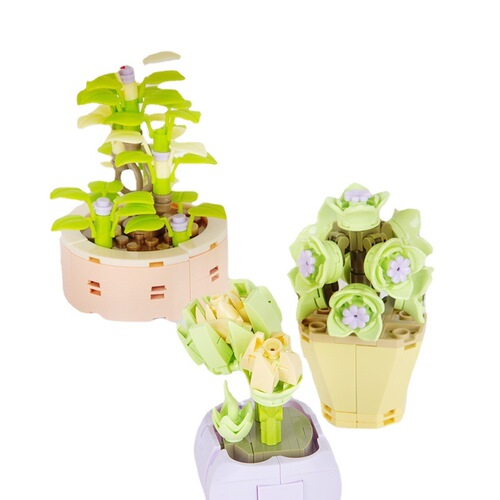 Compatible with LEGO bricks garden plant bouquet mini succulent potted ornaments children's assembled educational toy gifts
