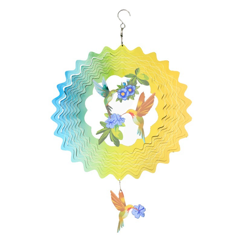 2023 оптовая продажа с фабрики 3D нержавеющая сталь синяя Снежинка Колибри вращающийся Колокольчик Ветер колокольчик двор украшения сада ветер Поворотный Кулон