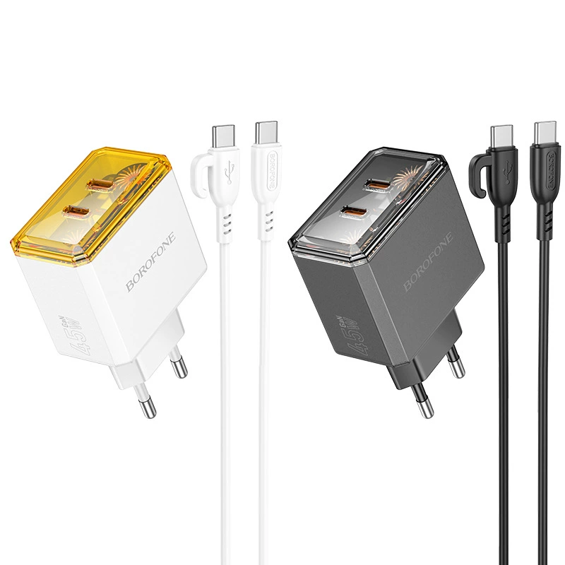 BOROFONE BAS33A двойной порт PD45W комплект европейского стандарта зарядного устройства подходит для быстрой зарядки Apple Type-C мобильных устройств