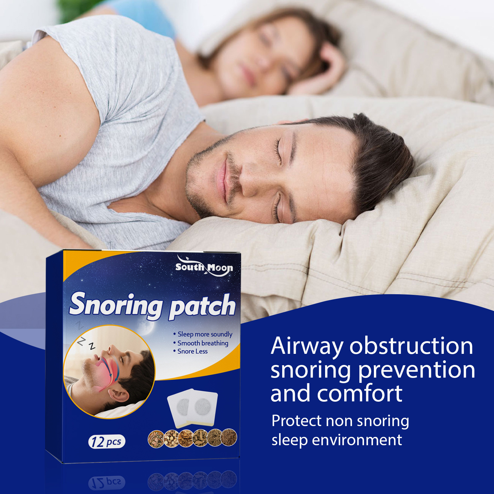 South Moon Anti-Snoring Patch, Sleep Ventilation Nasal Patch, Anti-Snoring and Sleep Talking, Stop and Improve Sleep Care Patch_voghion.com